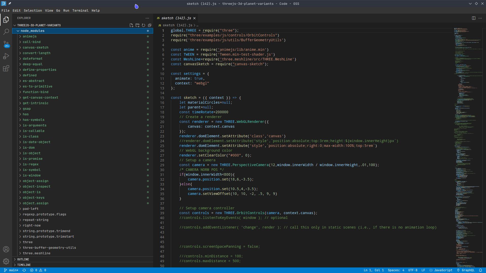 three js webgl planet 3D